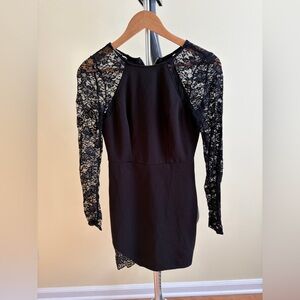 Emerald Sundae Black Lace Long Sleeve Dress